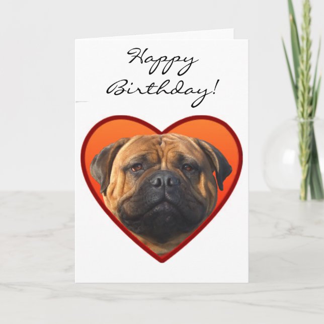 Happy Birthday bullmastiff dog Card (Front)