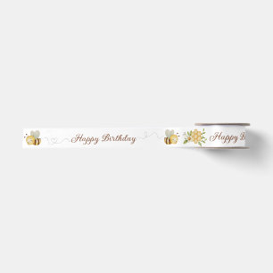 Happy Birthday Bumble Bee Floral Ribbon