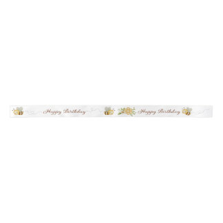 Happy Birthday Bumble Bee Floral Ribbon