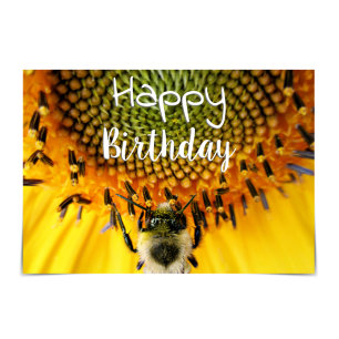 "Happy Birthday" Bumblebee Sunflower Card