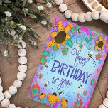 Happy Birthday Bumblebee Whimsical Flowers Card<br><div class="desc">Trendy and vibrant, this bumblebee and floral Inspirivity birthday card is perfect for girlfriends, nieces, grandmothers, granddaughters, sisters, and coworkers. With bright colors and playful flower artwork, it’s a fun and cheerful way to celebrate someone special! More cards can be found in my birthday collection, including modern and trendy to...</div>
