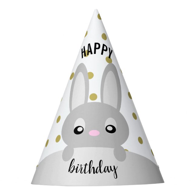 Happy birthday bunny (animals) Party hat (Front)