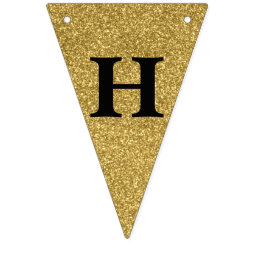 Happy Birthday Bunting Banner - Black & Gold | Zazzle