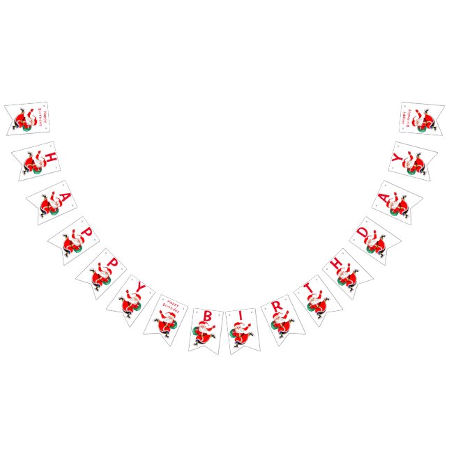 Happy Birthday Bunting Flags Santa Christmas Gift (All)