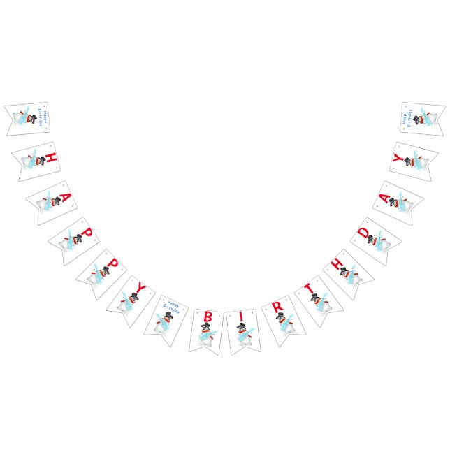 Happy Birthday Bunting Flags Snowman with Guitar (All)