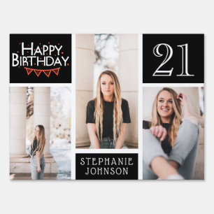 Happy Birthday Bunting Photo Collage 21st Birthday Sign