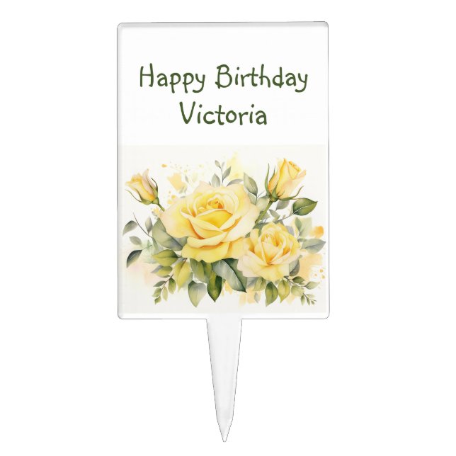 Happy Birthday Butterfly Custom Name Cake Topper (Front)