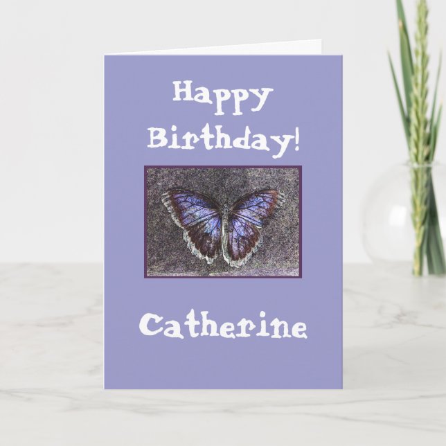Happy Birthday-butterfly/Customize Name Card (Front)