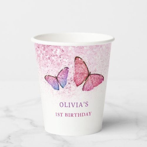 Happy Birthday Butterfly Girl Birthday Party Paper Cups