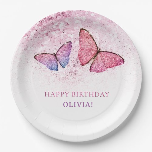 Happy Birthday Butterfly Girl Birthday Party Paper Plates