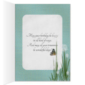 happy birthday-butterfly on puff flower (Inside (Right))