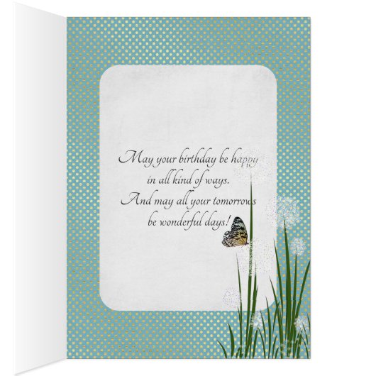 happy birthday-butterfly on puff flower (Inside (Right))