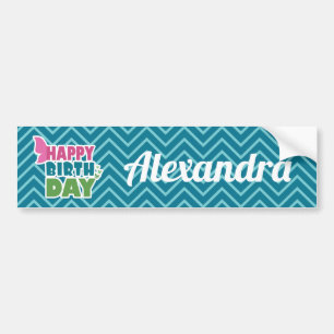 Happy birthday butterfly personalized name sticker