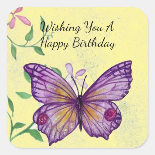 Happy Birthday Butterfly Sticker