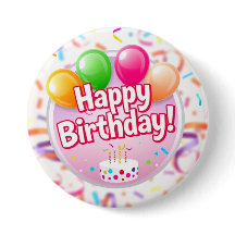 Happy Birthday Button (Pink)
