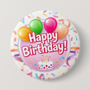 Happy Birthday Button (Pink)