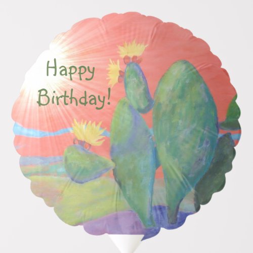 Happy Birthday Cactus Sunset Balloon