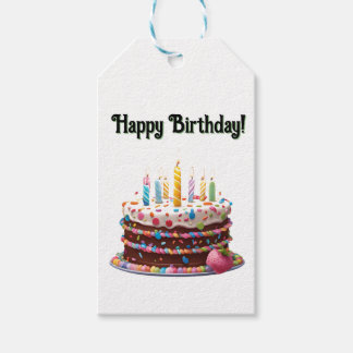 Happy Birthday Cake Bag Gift Party Tags