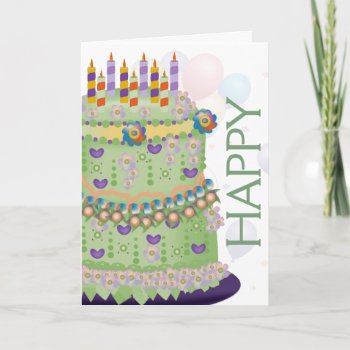"happy Birthday" Cake & Balloons - Birthday Card 2 by LilithDeAnu at Zazzle