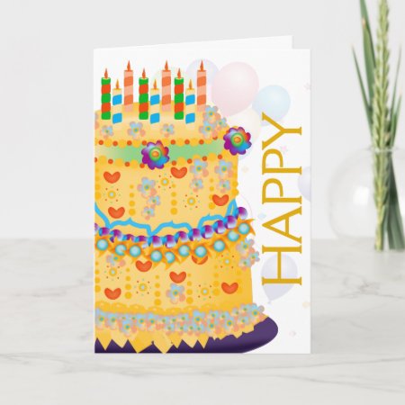 "happy Birthday" Cake & Balloons - Birthday Card 4