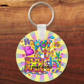 Happy Birthday Cake birthday custom keychains