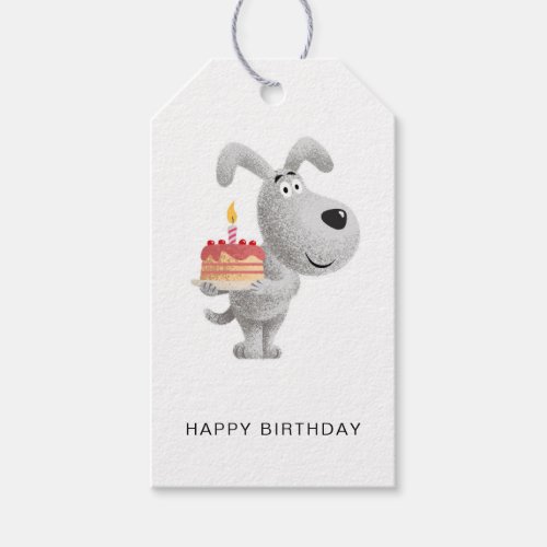Happy Birthday Cake Candle Cute Dog Puppy Gift Tags
