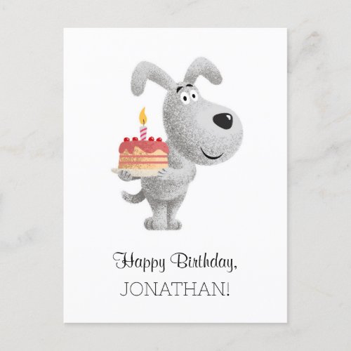 Happy Birthday Cake Candle Cute Funny Dog Puppy Postcard