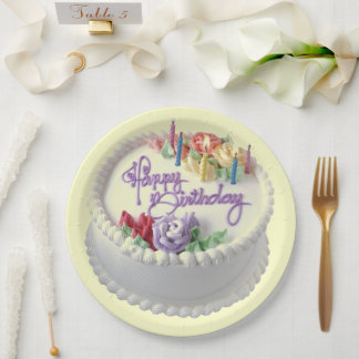 Happy Birthday Cake Candles Paper Plates