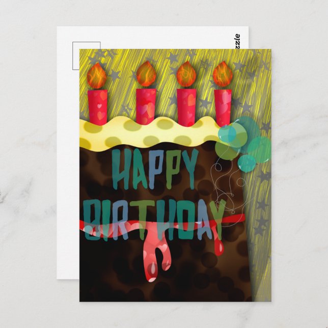  Happy Birthday Cake | Candles Postcard (Front/Back)