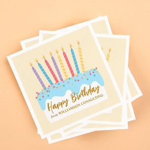 Happy Birthday Cake Chic Custom Office Party Napkins