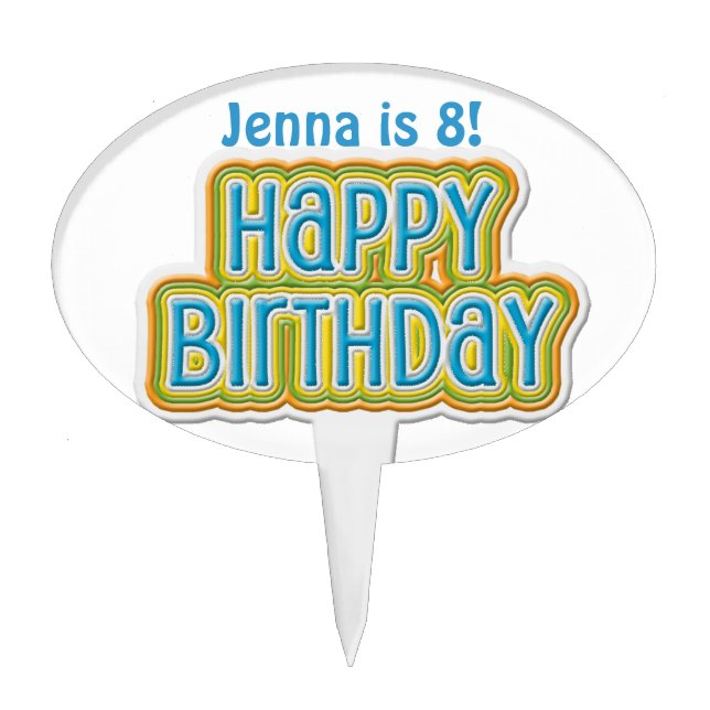 Happy Birthday  Cake Cupcake Topper (Front)