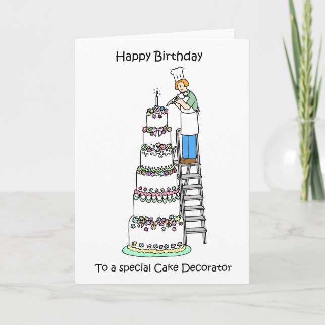 Happy Birthday Cake Decorator Card (Front)