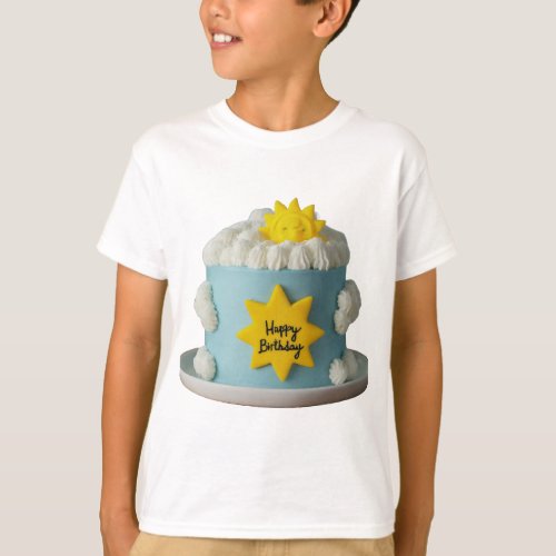 Happy Birthday Cake Design Ideas with Text T_Shirt