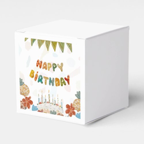 Happy Birthday cake flower cute colorful simple   Favor Boxes