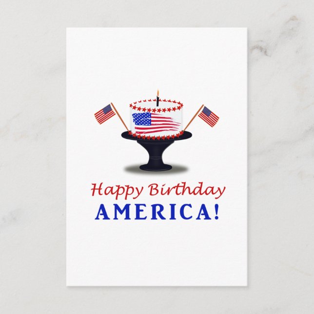 Happy Birthday Cake for America Enclosure Card (Front)
