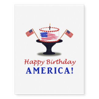 Happy Birthday Cake for America Temporary Tattoos