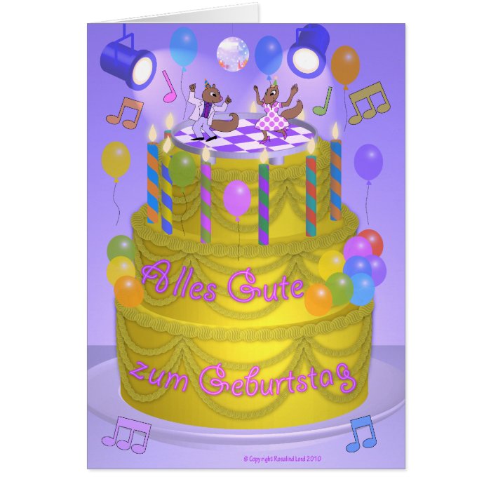 "Happy Birthday" cake (German) Greeting Card