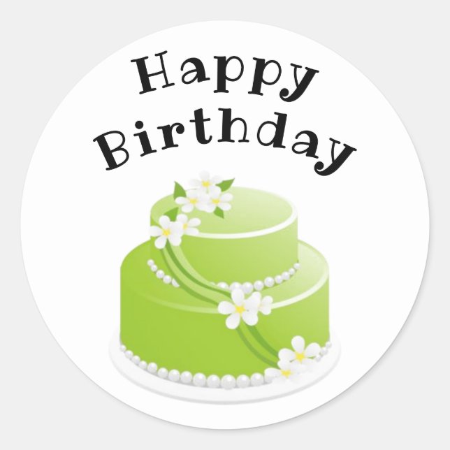 Happy Birthday Cake Gift and Card Stickers (Front)