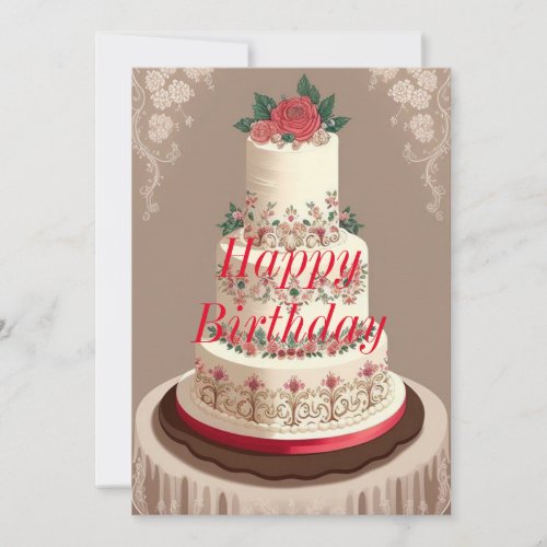 Happy Birthday Cake  Invitation