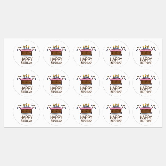 Happy Birthday cake Labels (Sheet)