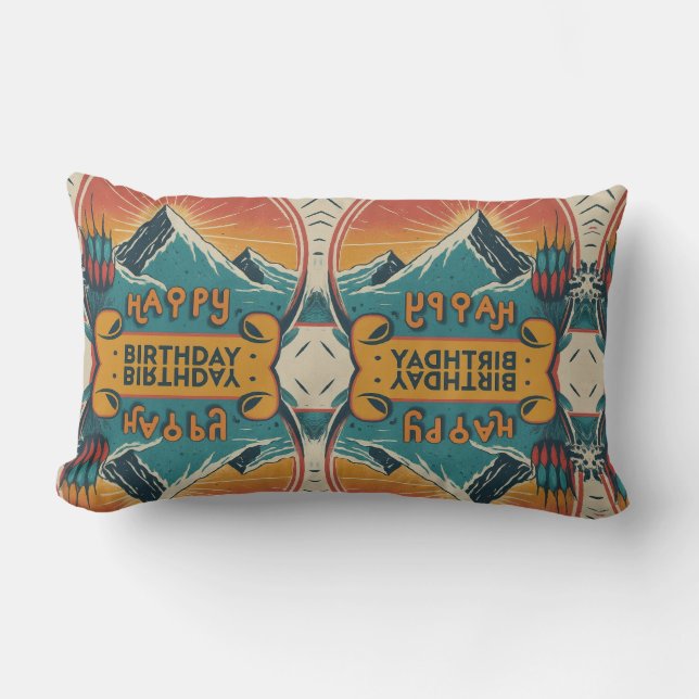 Happy Birthday Cake  Lumbar Pillow (Front)