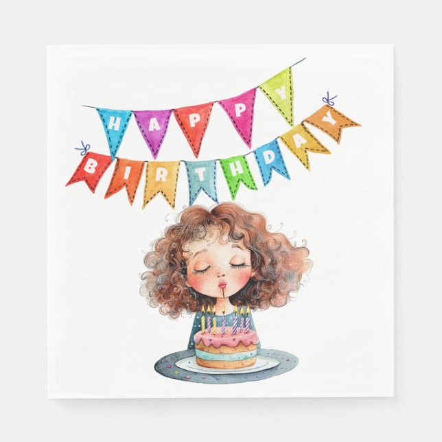 Happy Birthday Cake Napkins (Front)