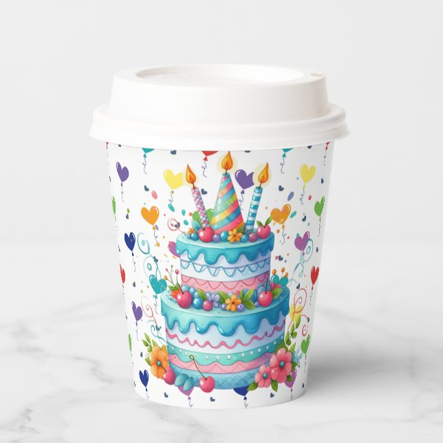 Happy Birthday Cake Paper Cups (Front)