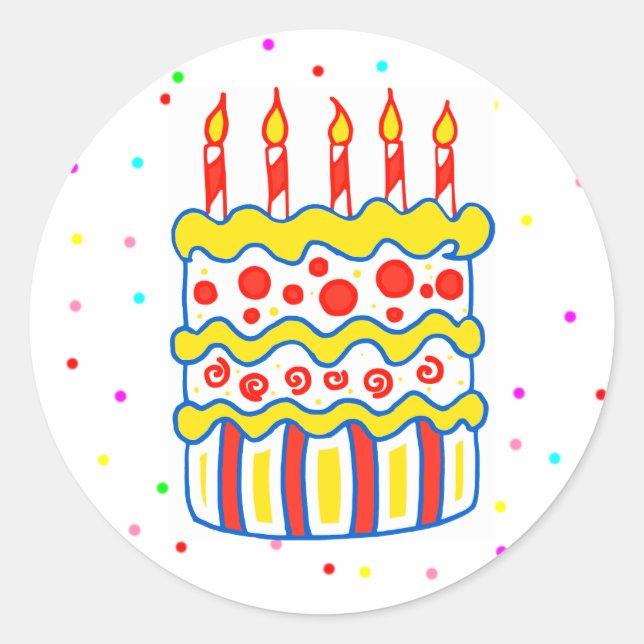 Happy Birthday Cake Party Favor Stickers (Front)