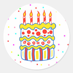 Happy Birthday Cake Party Favor Stickers