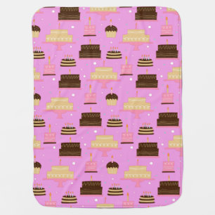 Happy Birthday Cake Party Pink Baby Blanket