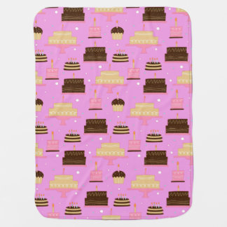 Happy Birthday Cake Party Pink Baby Blanket