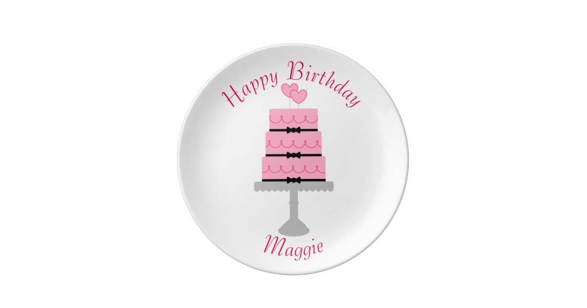 Happy Birthday Cake Plate Zazzle
