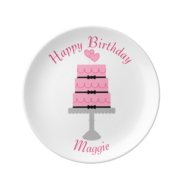 Happy Birthday Cake Plate Zazzle