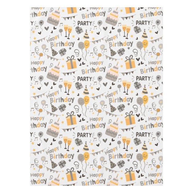 Happy Birthday Cake Print Tablecloth | Zazzle